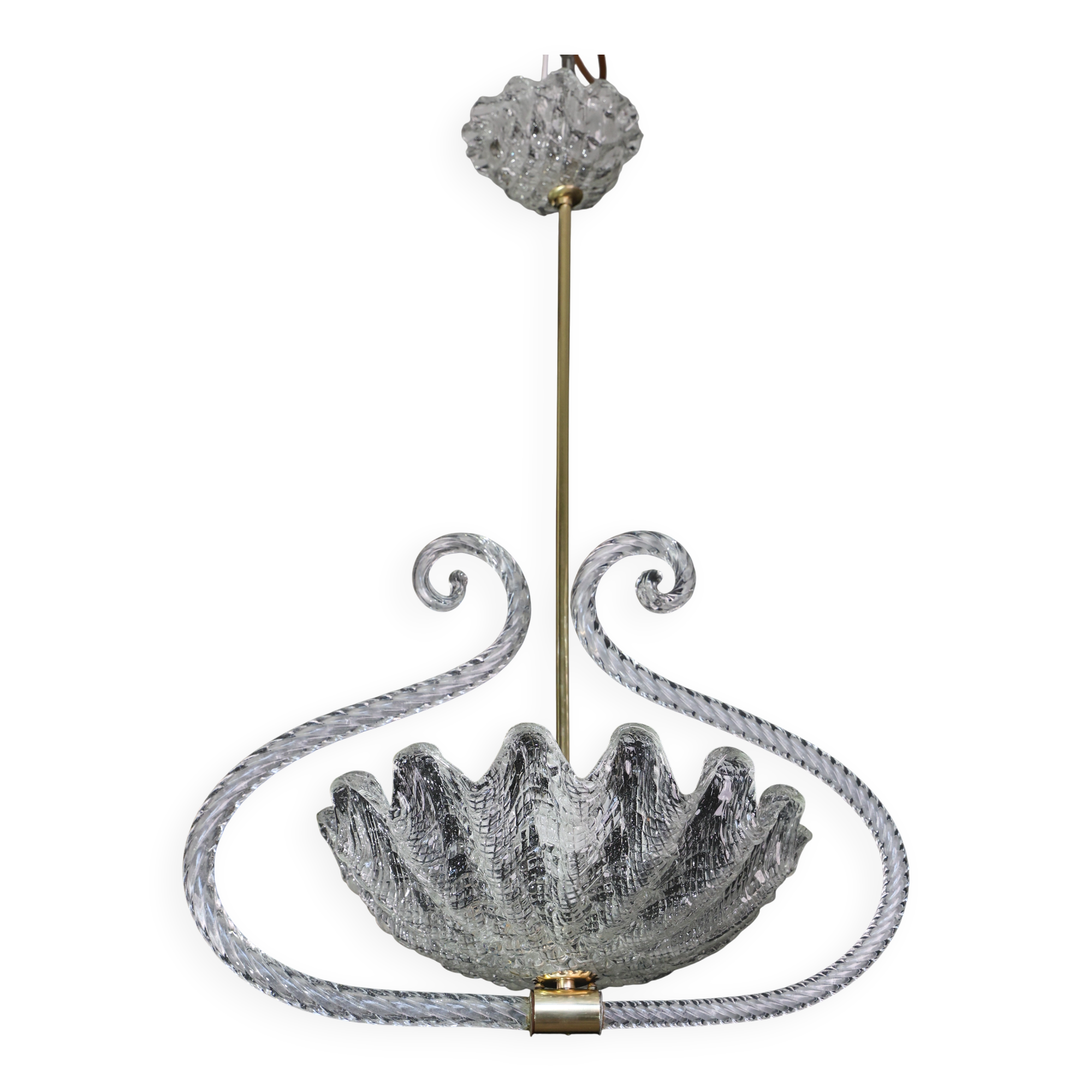 Charming Art Deco Pendant Chandelier by Ercole Barovier, 1940s
