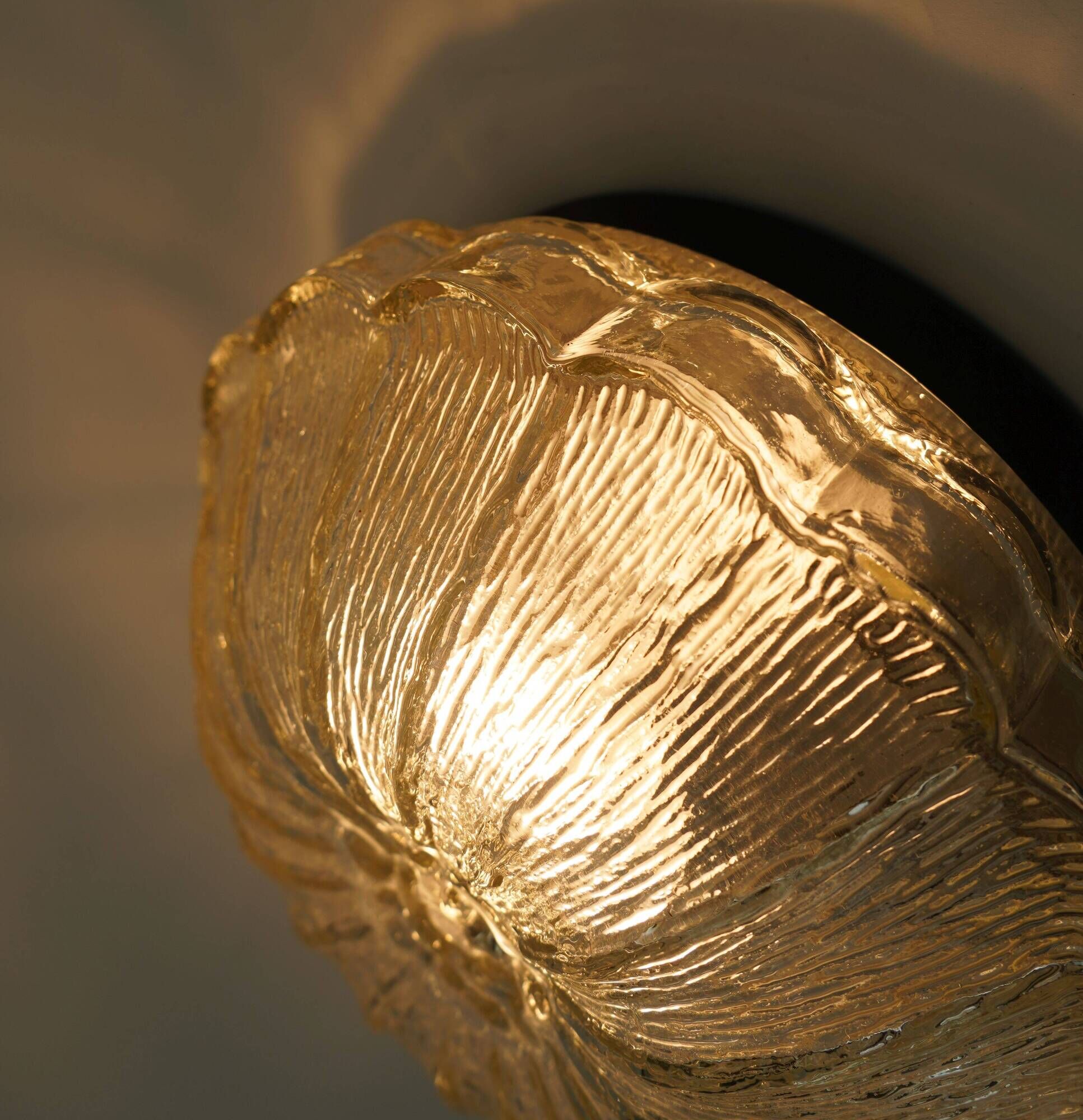 1970s mid century SCONCE or CEILING FIXTURE petal-shaped glass