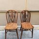 Pair of vintage Windsor chairs in solid elm
