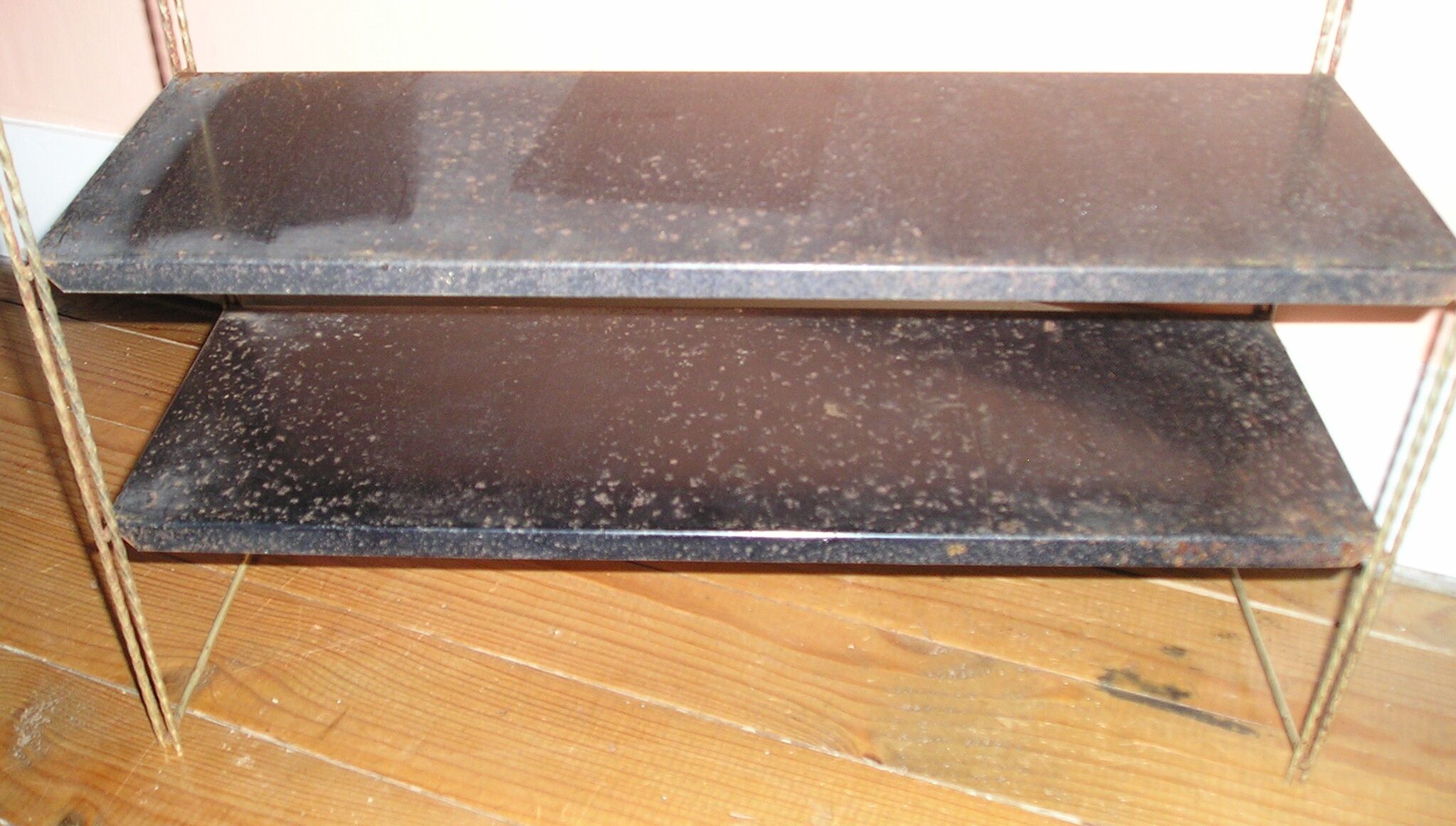 Vintage gold metal wall shelf for mofp