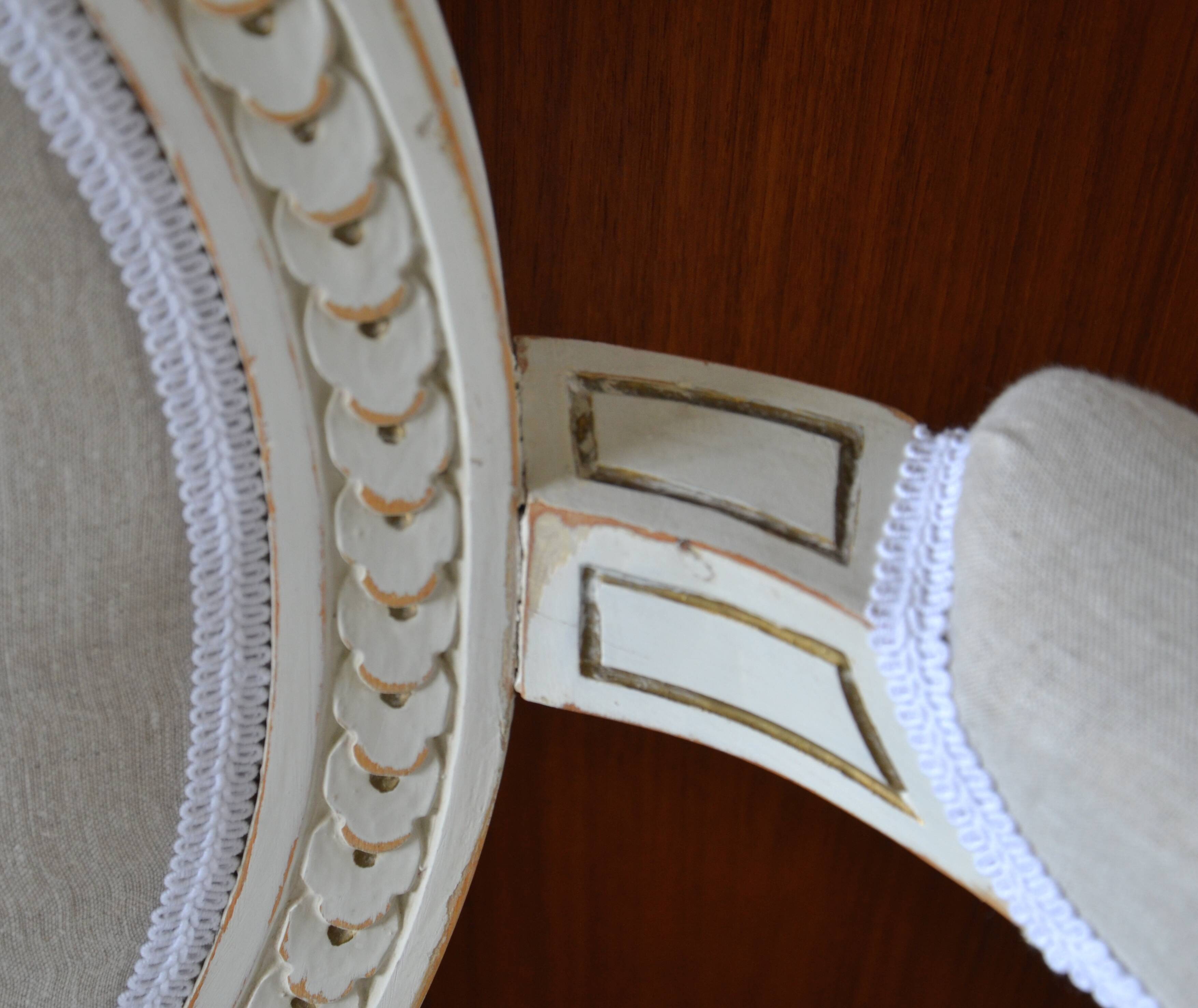 Swedish gustavian sofa white pastel and linen, 19th century