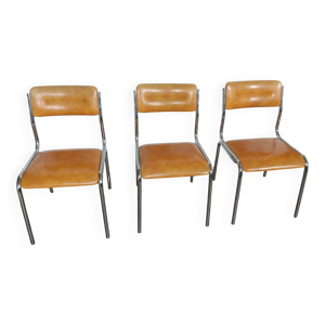 suite de 3 Chaises Tubulaires