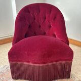 Burgundy velvet armchair – tufted – timeless charm