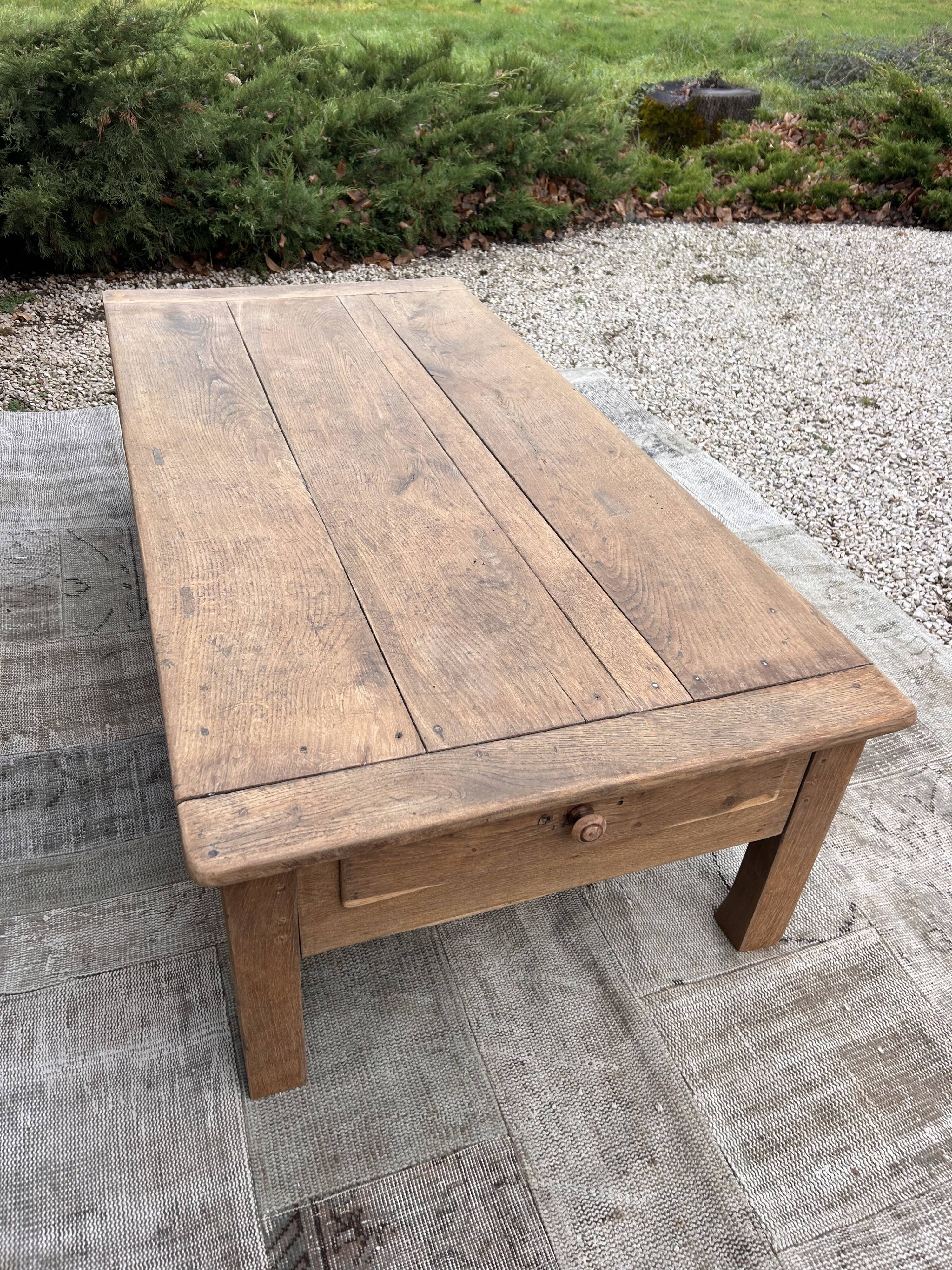 Table basse de ferme chêne massif