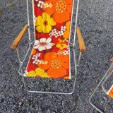 2 folding armchairs camping or beach vintage 70