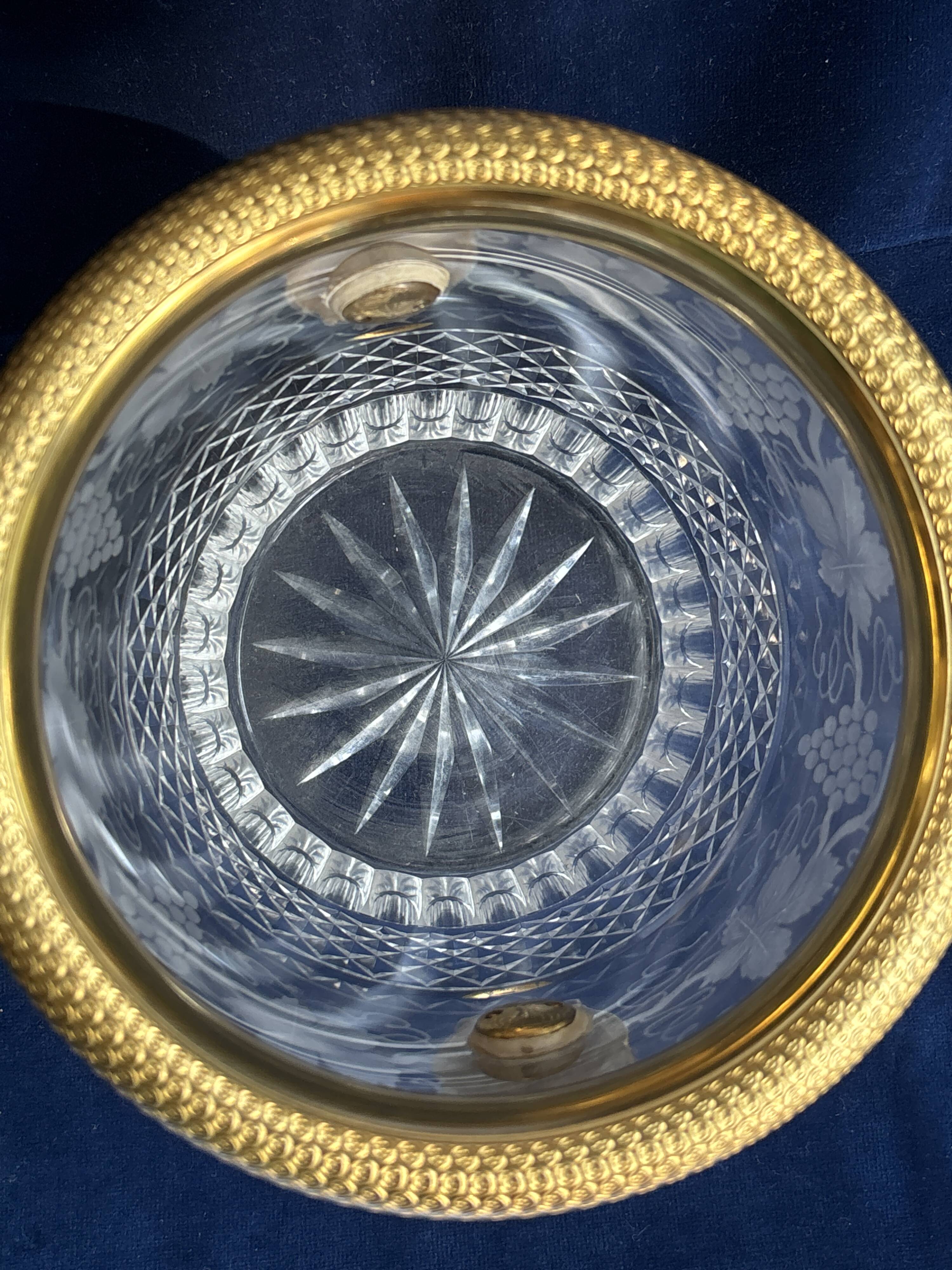 Cut crystal ice bucket – bronze mount