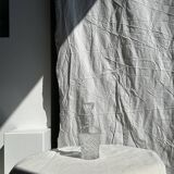 Small cylindrical glass whiskey decanter H:23