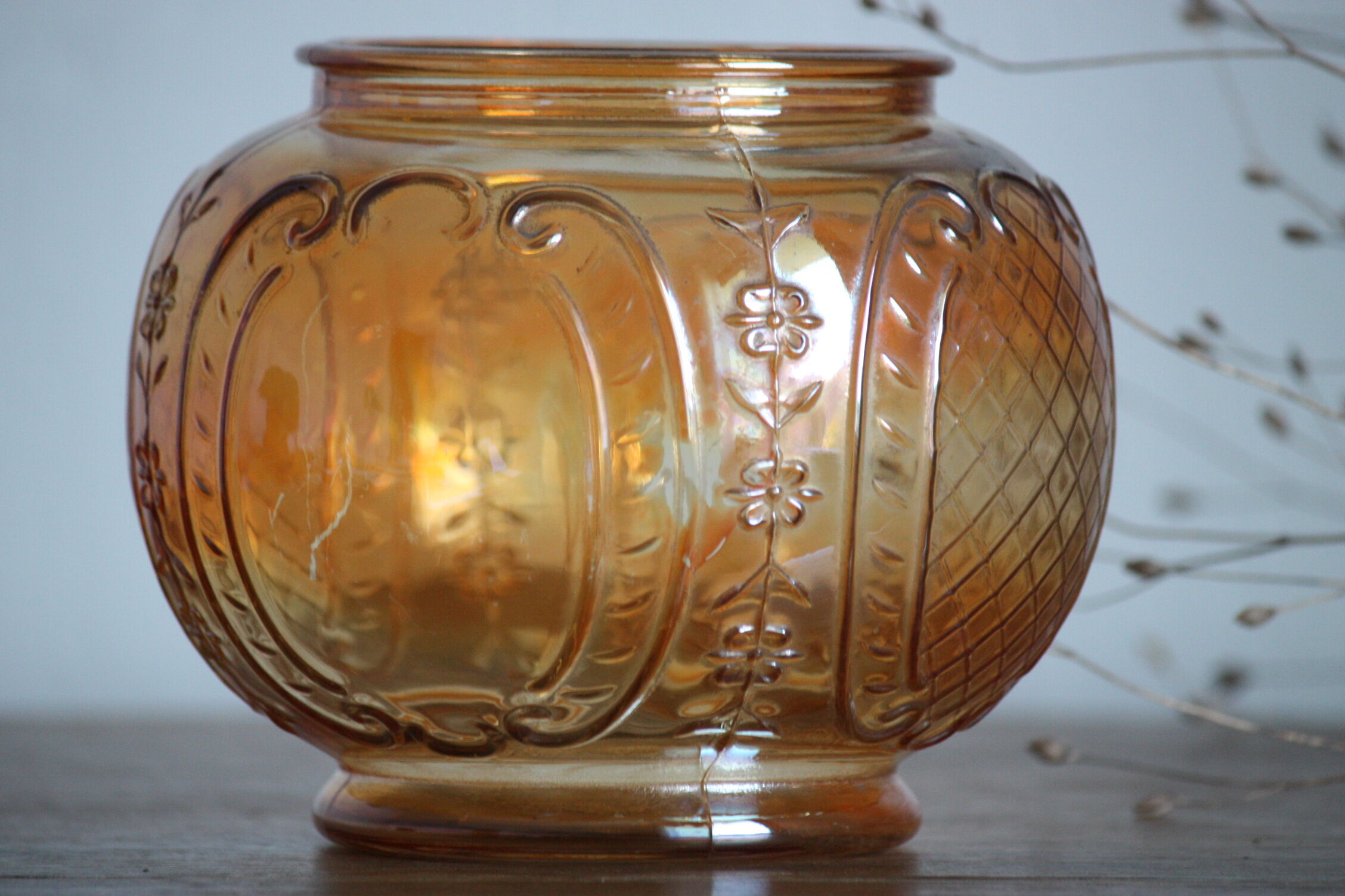 Moulded glass ball vase
