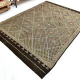 6x9 Yellow Brown Vintage Kilim Rug 199x264Cm