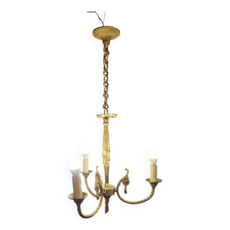 3-light gilded bronze chandelier