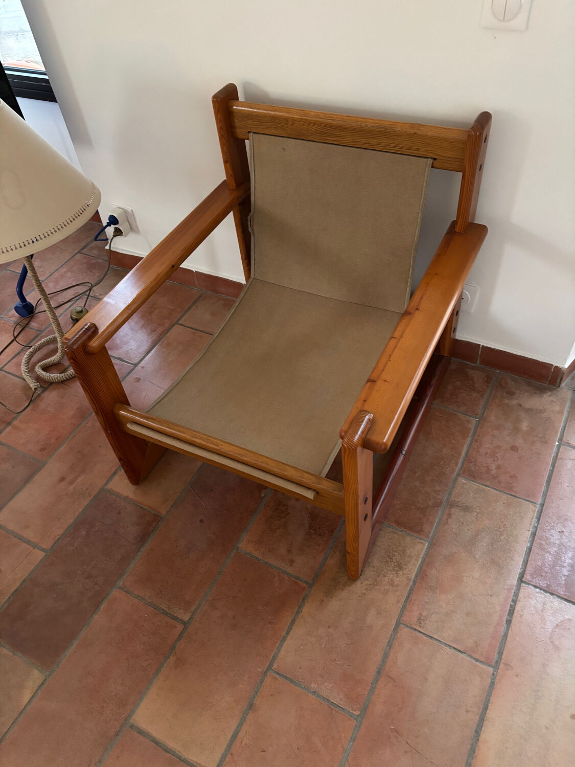 Fauteuil en Pin dans le goût d'Afra et Tobia Scarpa, 1970s