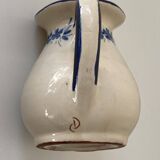Handcrafted ceramic pitcher and bowl signed – blue decor – vintage tableware