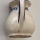 Handcrafted ceramic pitcher and bowl signed – blue decor – vintage tableware