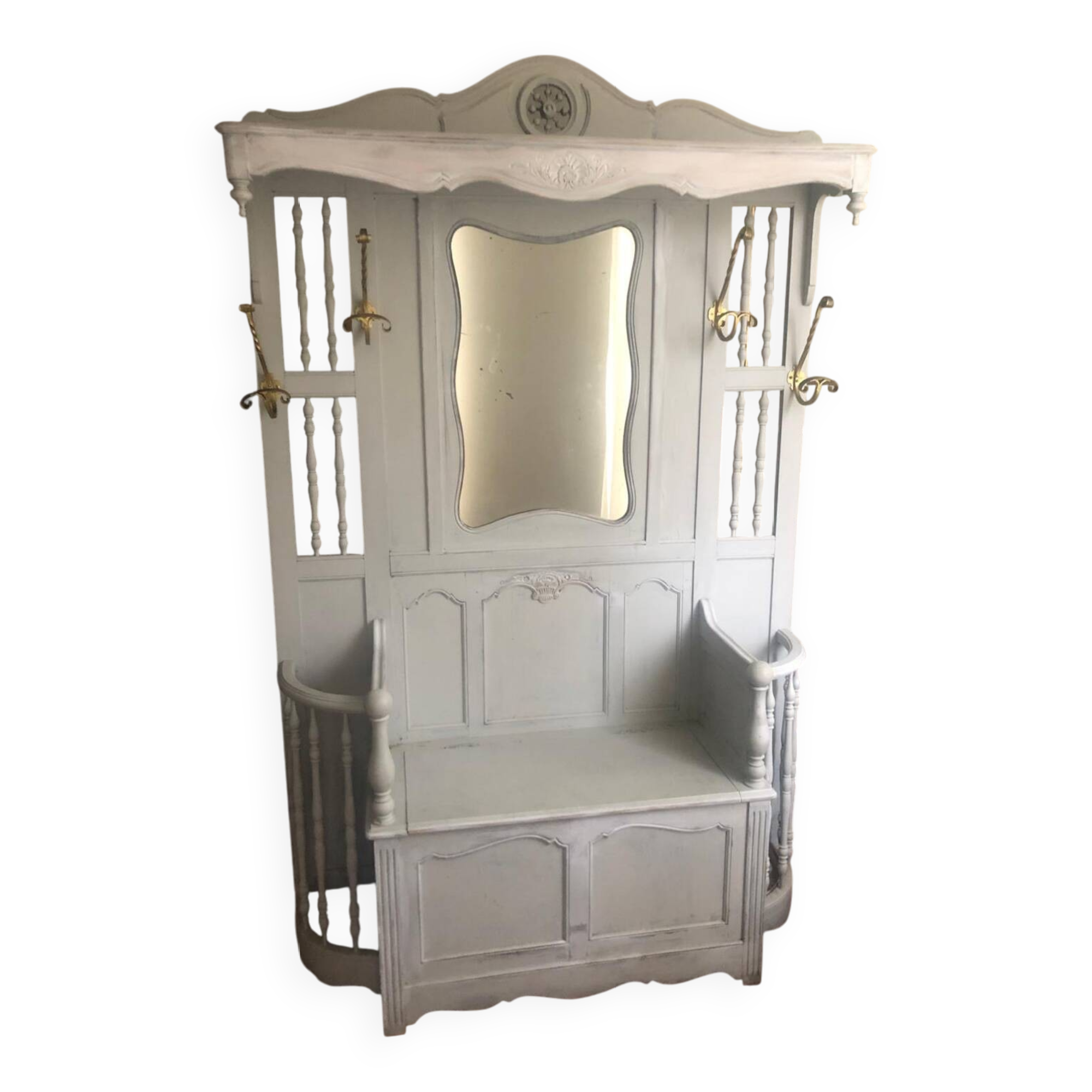 Magnificent mirrored bench-chest cloakroom