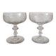 2 antique champagne glasses in engraved glass
