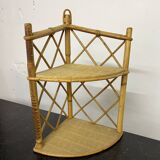 Vintage rattan corner shelf to hang