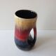 Ceramic vase with yellow, red and blue pattern - Vintage