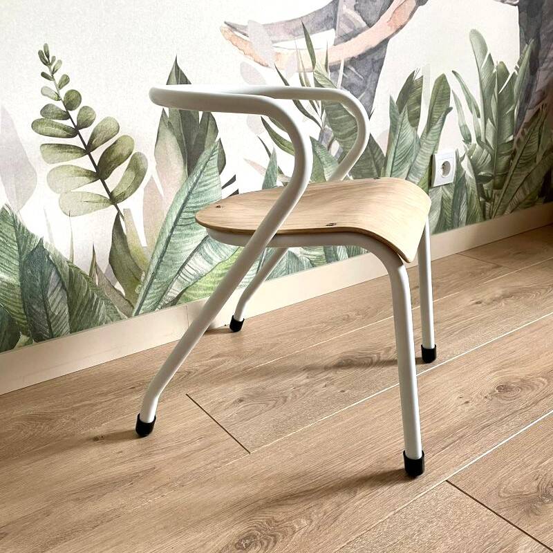 HITIER vintage wood & white children's school chair