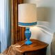 Tall vintage table lamp in blue ceramic / floor lamp