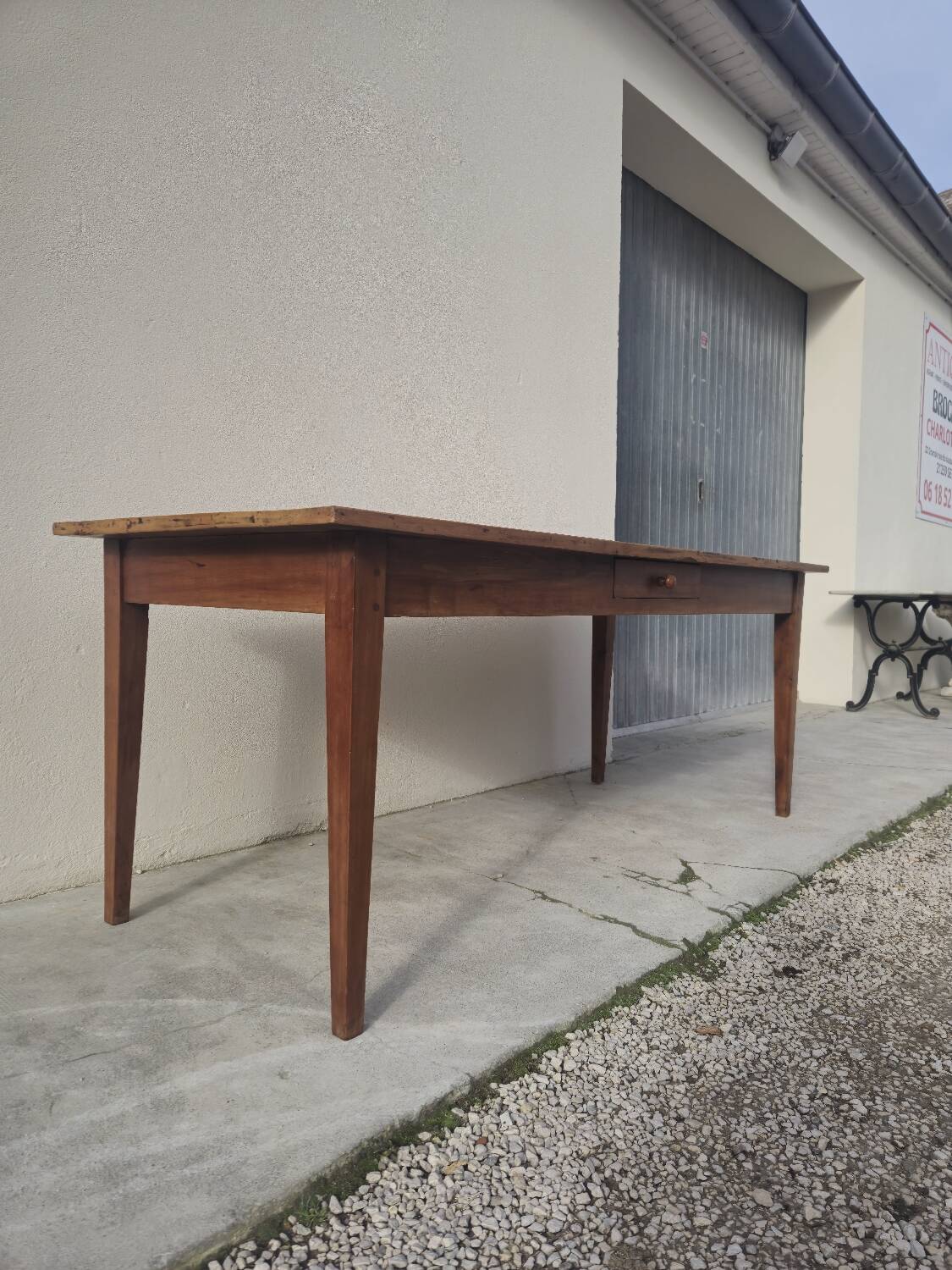 Rustic farmhouse table in solid cherry wood 19th century - 1m91.5