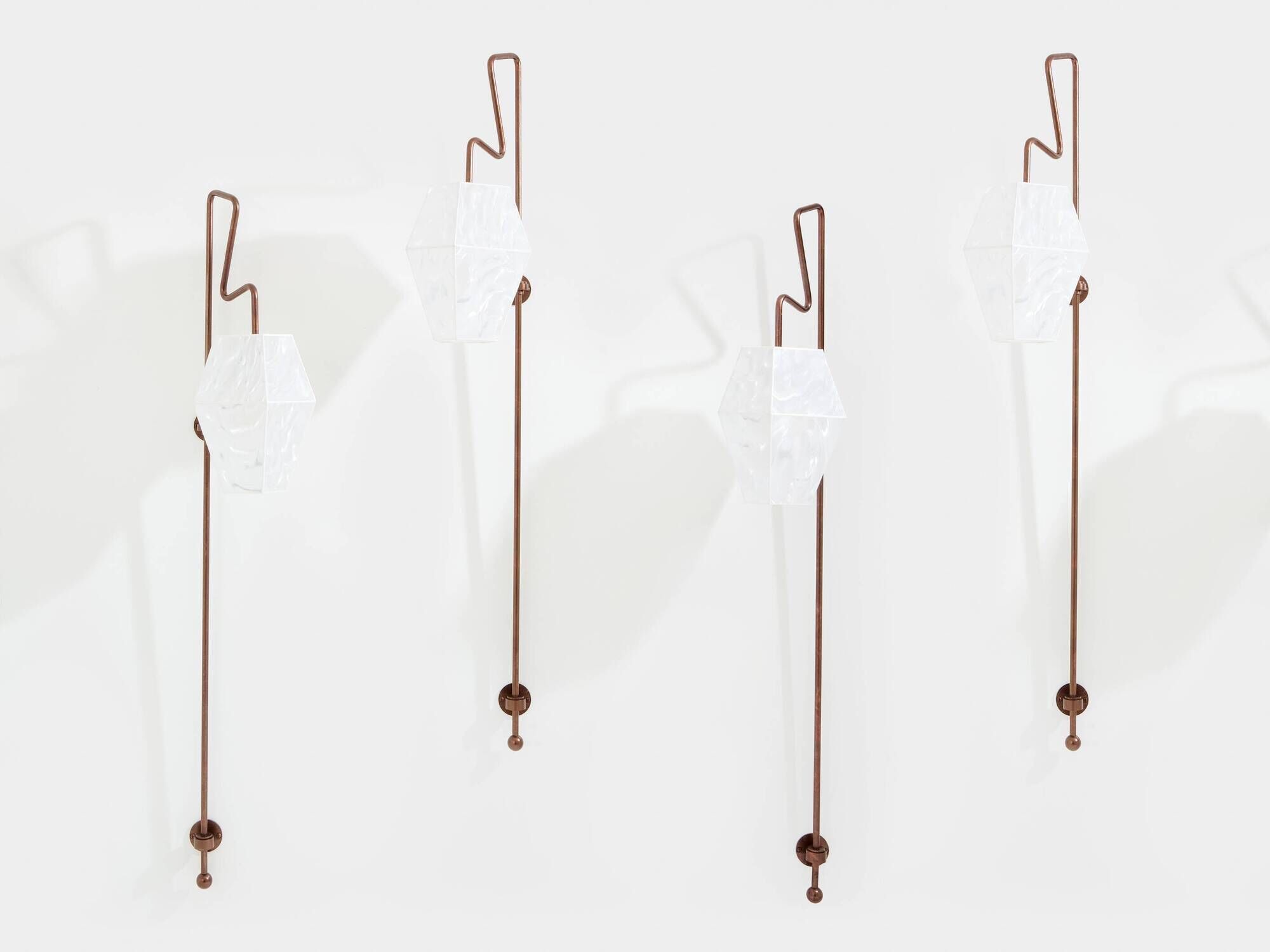 Pair of large patinated metal wall sconces by Mattia Bonetti 2009