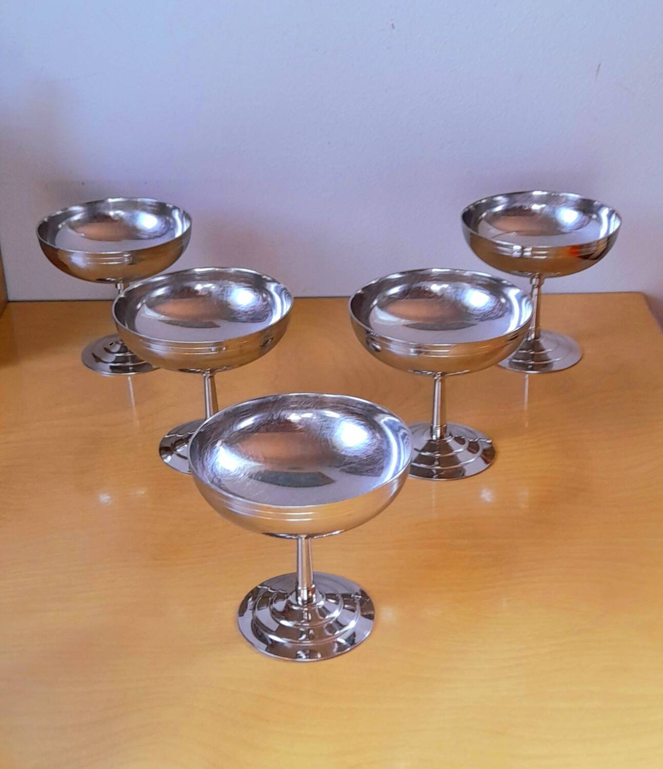 Set of 5 L'Etang Remy stainless steel ice cream cups