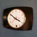 Vintage formica clock rectangular silent wall pendulum "Black transistor flash"