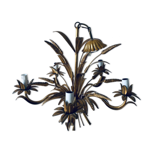 Lustre 5 feux épis de blé dorés