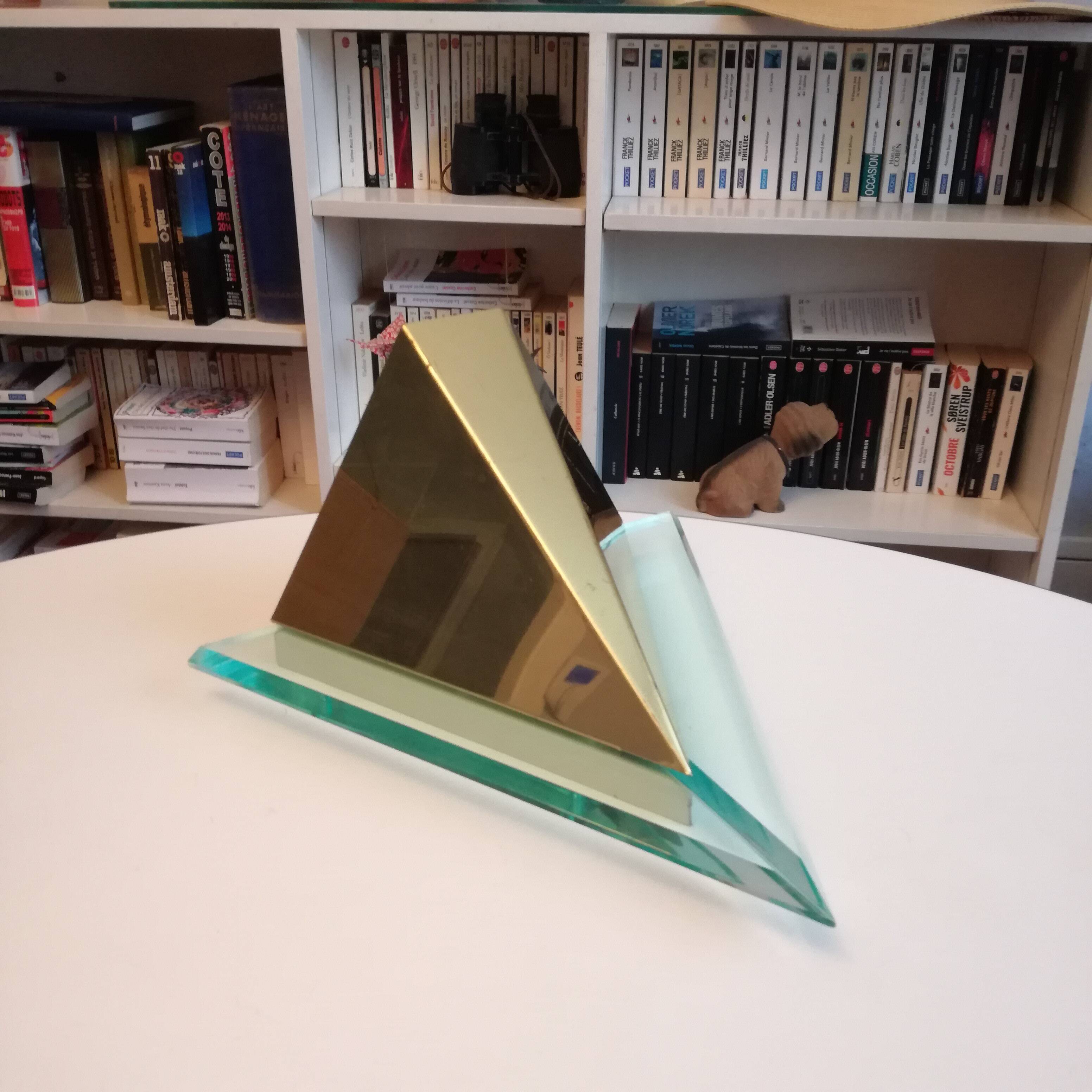Post modern triangular brass wall light, 1990