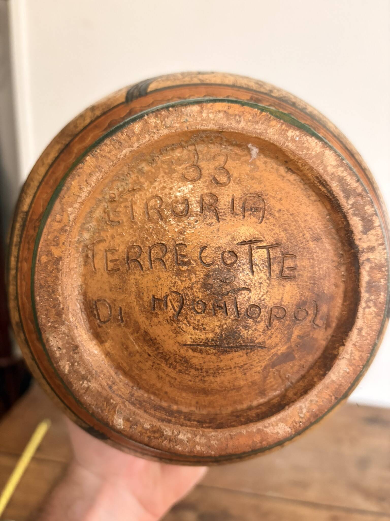 Ceramic Vase Montopoli Italy Sgraffito Tuscany Vintage