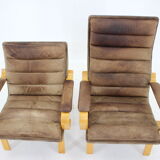 1970s Pair of Yngve Ekström "Contino" Leather Armachair,Sweden