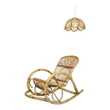 Rohe Noordwolde, rocking chair en rotin des années 60-70.