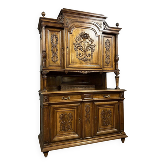 Louis XVI style projection sideboard in carved solid walnut