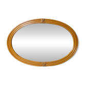 grand miroir ovale en rotin vintage