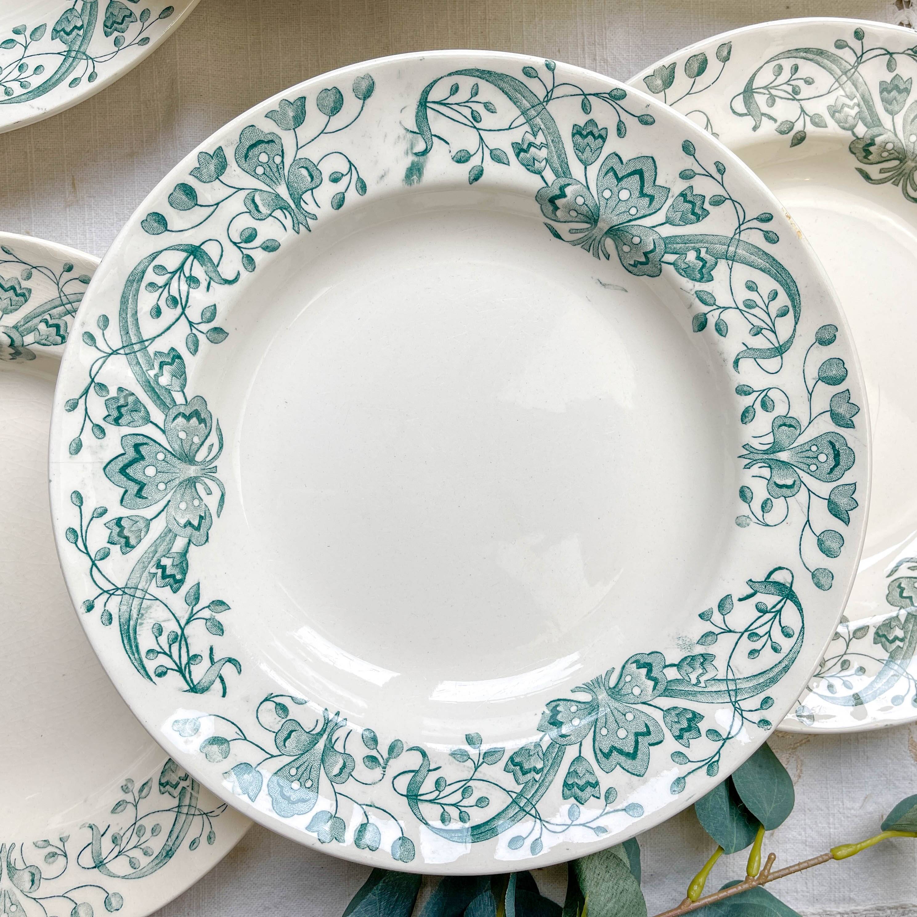 Set of 6 Antique Terre de Fer "Figuig" Soup Plates – Longchamp 19th Century