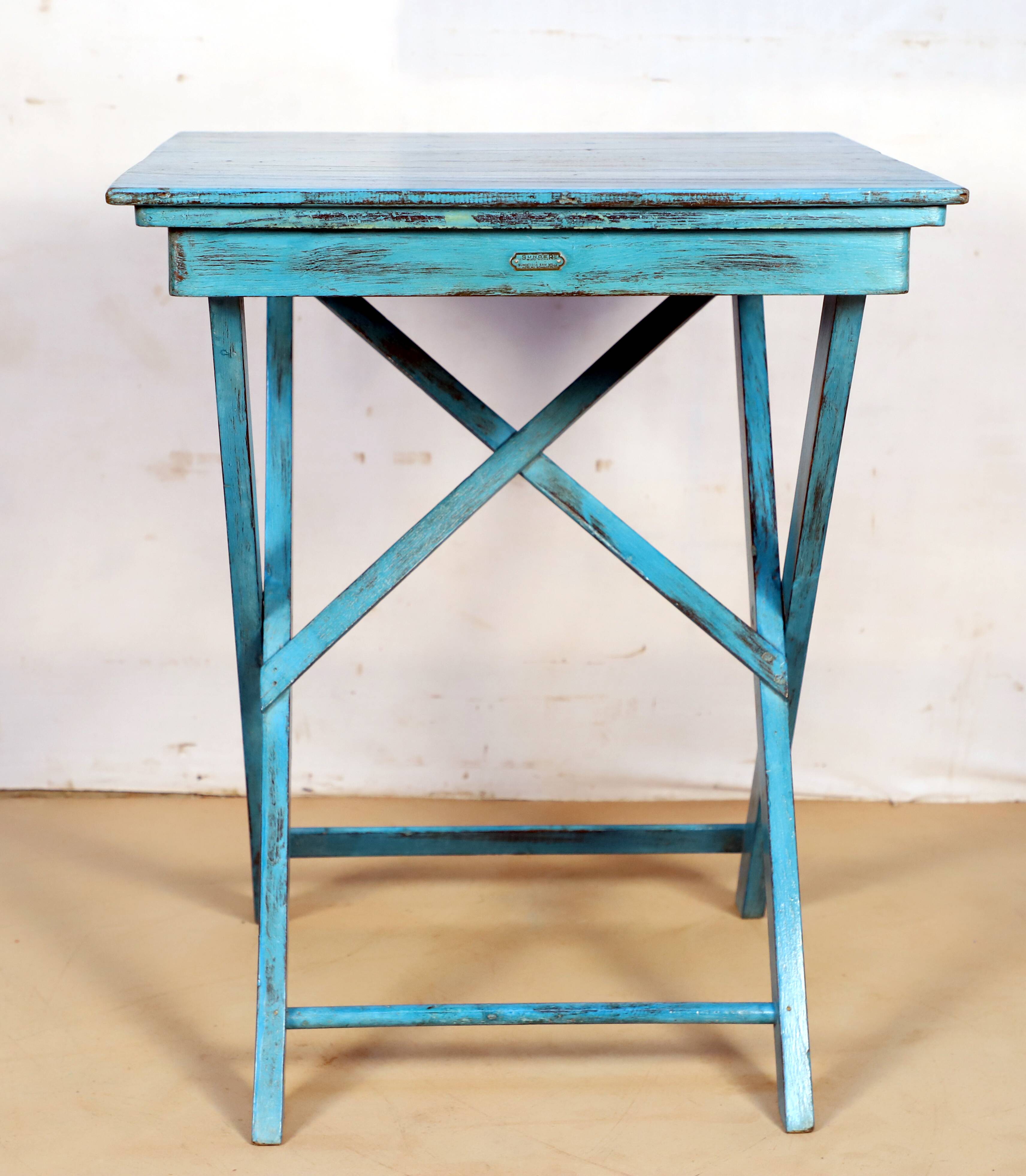 Old folding square table in Burmese teak