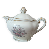 Théière porcelaine décor floral et or, Ancienne manufacture Royale