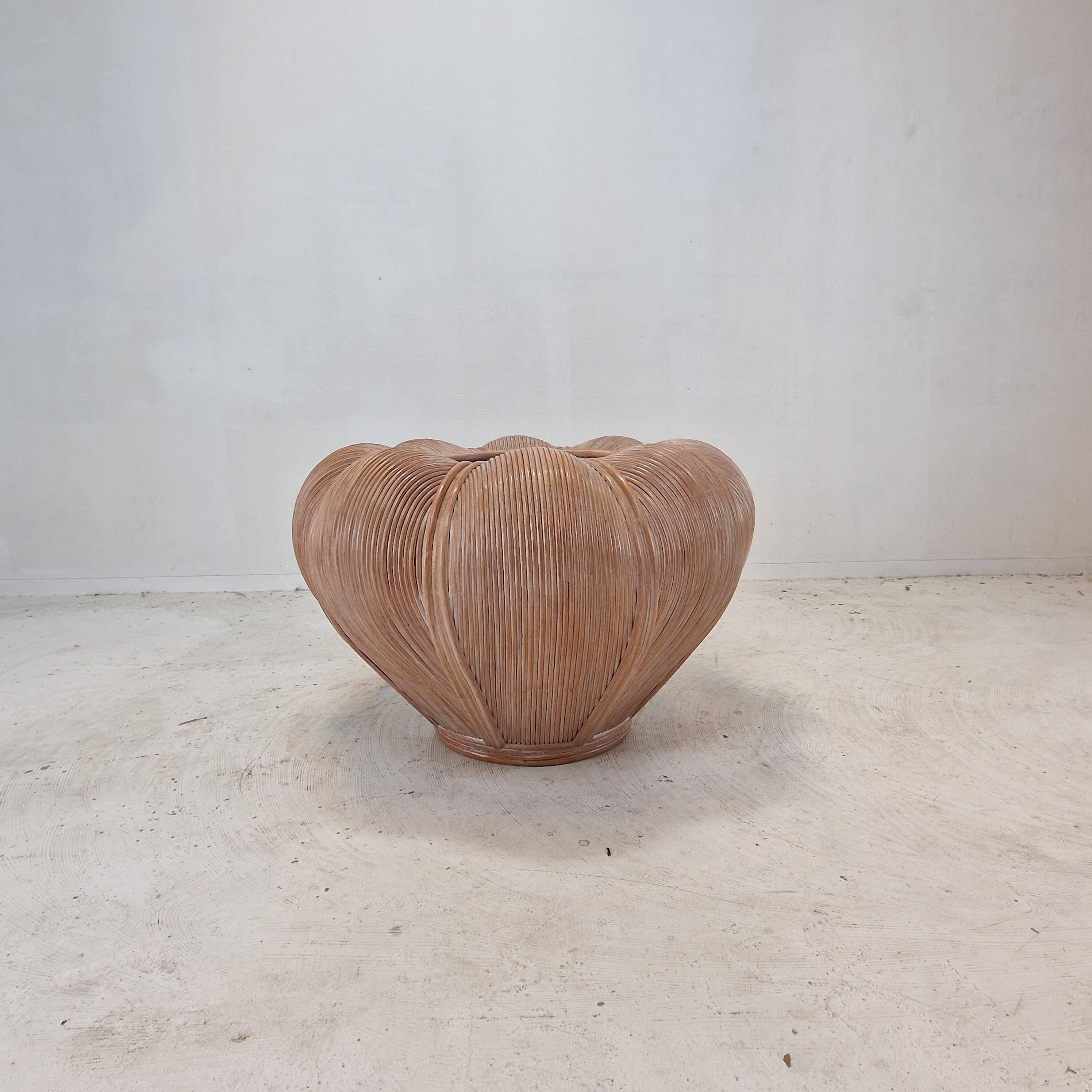 Large Bamboo and Rattan Flowerpot or Planter, France 1970's