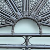 Vintage black rattan headboard 142cm