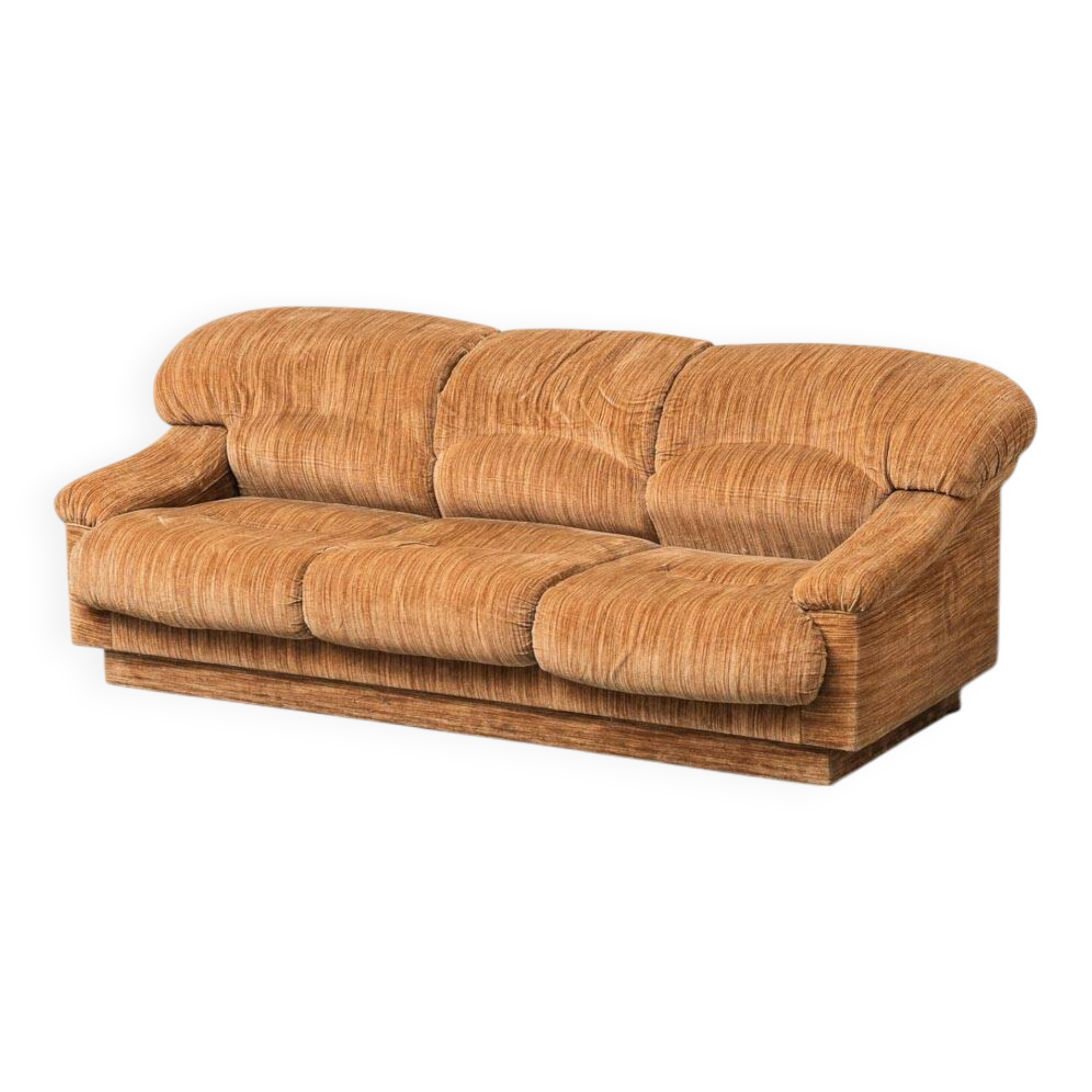 Canapé 3 places en velours côtelé marron, années 1970