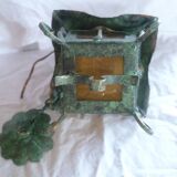 HAND WROUGHT IRON LANTERN WITH BRONZE PATINA 60'S