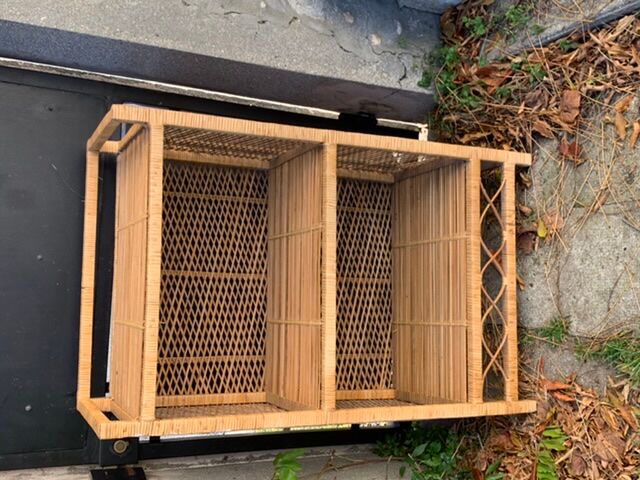Rattan wicker shelf, 3 floors vintage 1960/70