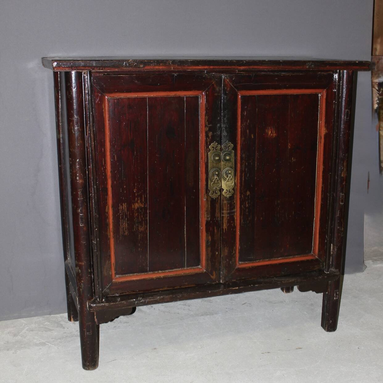 Chinese Lacquered Wood Cabinet Circa 1900