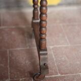 Vintage turned wood dessert trolley, wheeled table with removable top.