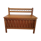 Vintage wooden and rattan toy box