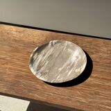 Petrified wood vide poche, circular dish or plate in light beige D25.