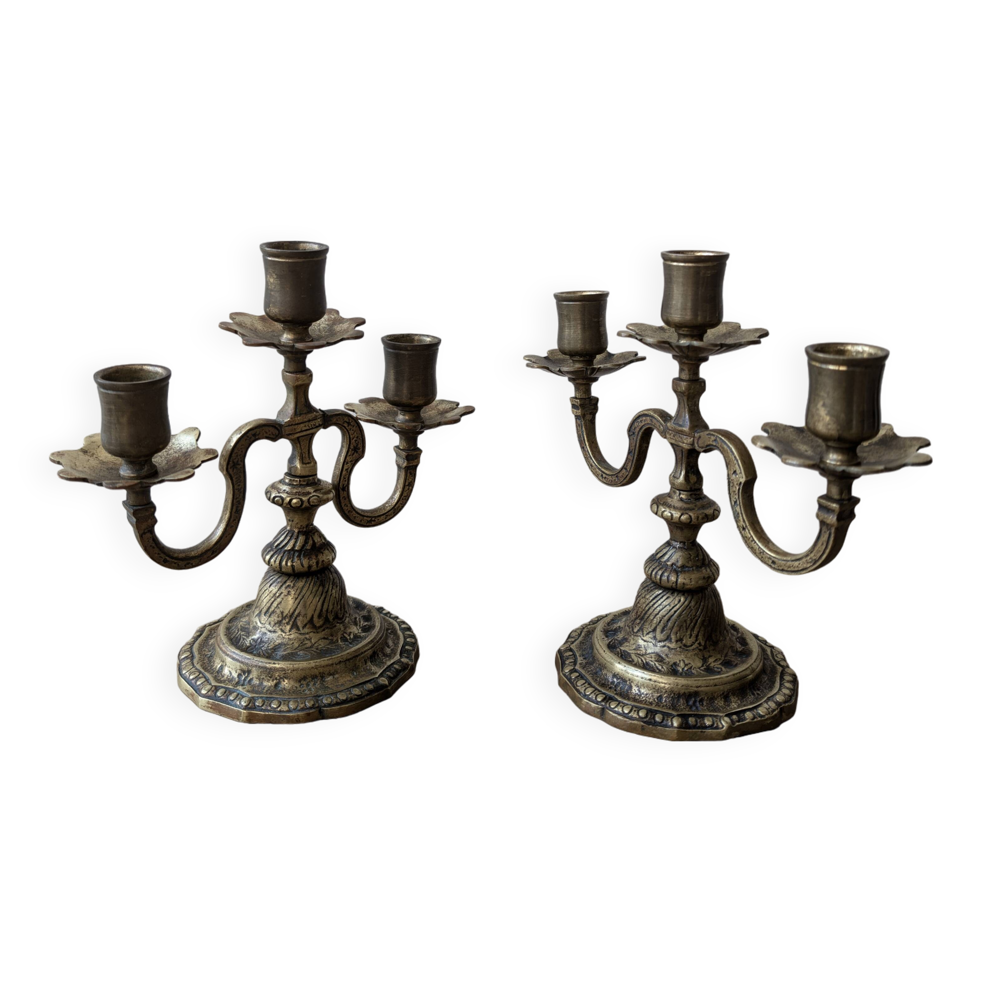 Pair of bronze candlesticks