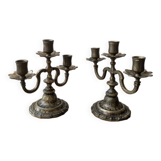Paire de chandeliers en bronze