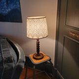 70s spiral turned wood lamp