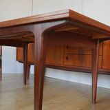 Dining table in rectangular teak extendable Scandinavian design